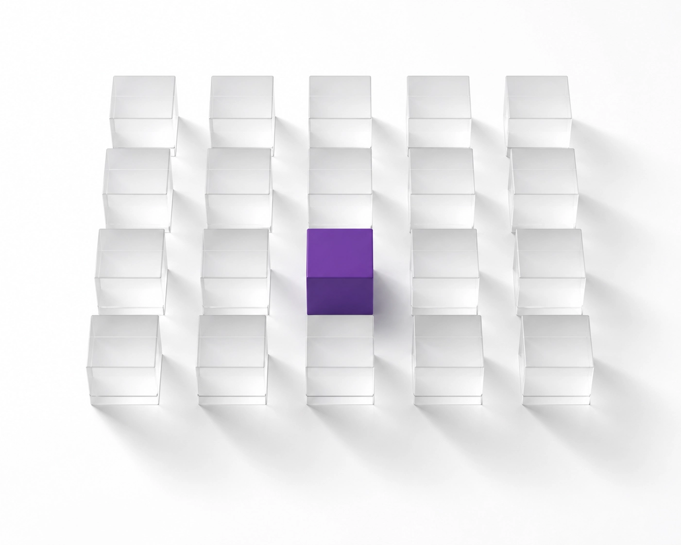 A single purple cube highlighting the search for an experienced bookkeeper that fits your small business.