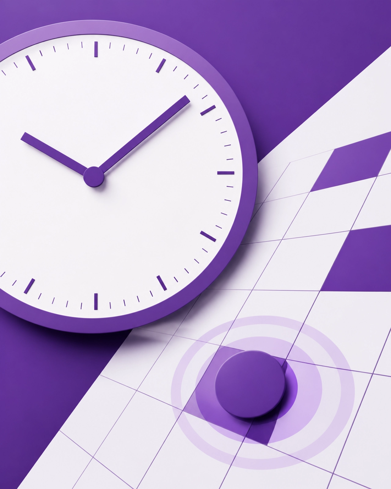 Abstract minimalist representation of a clock face and calendar elements