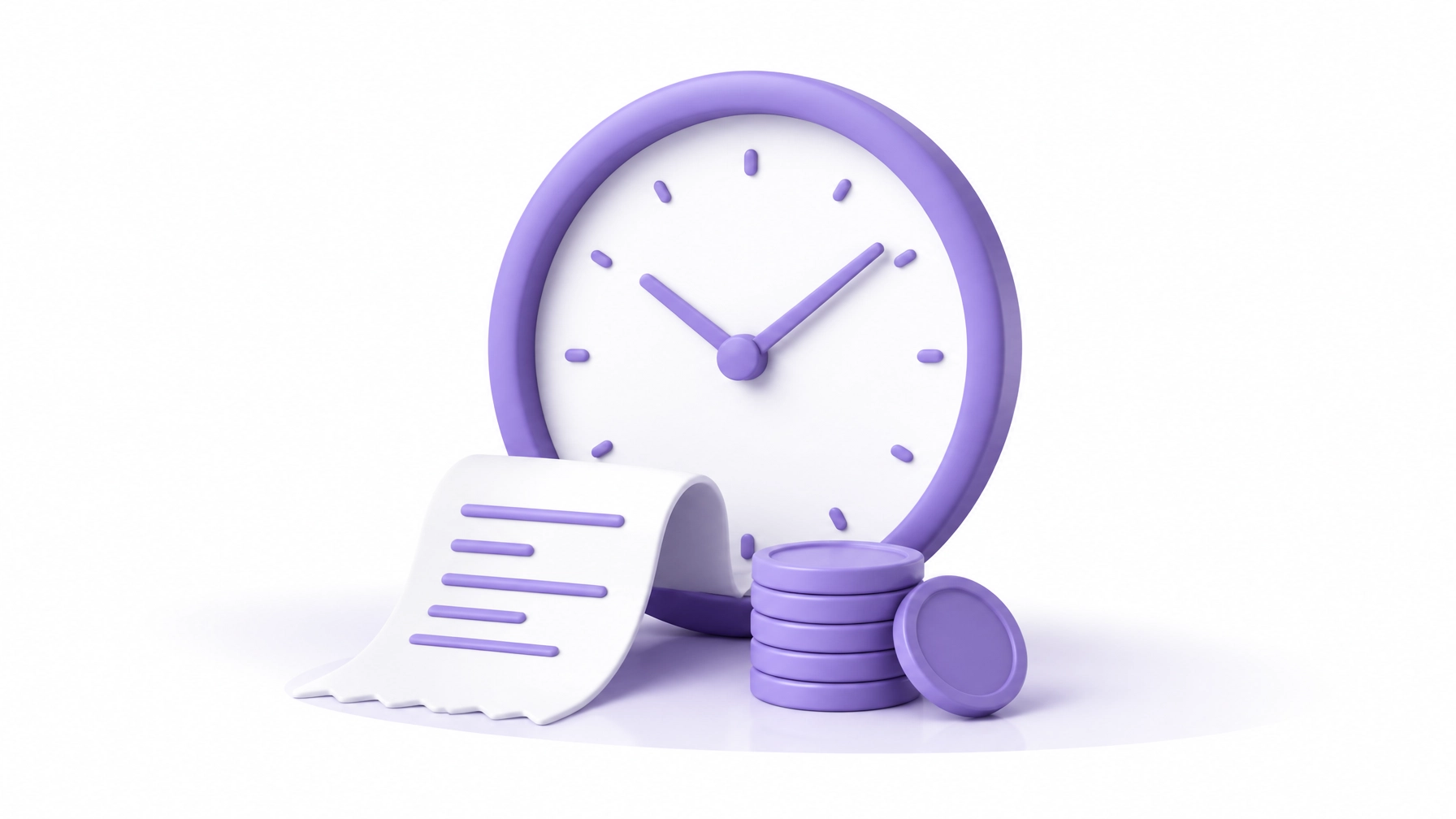 Abstract minimalist time savings visual in purple and white