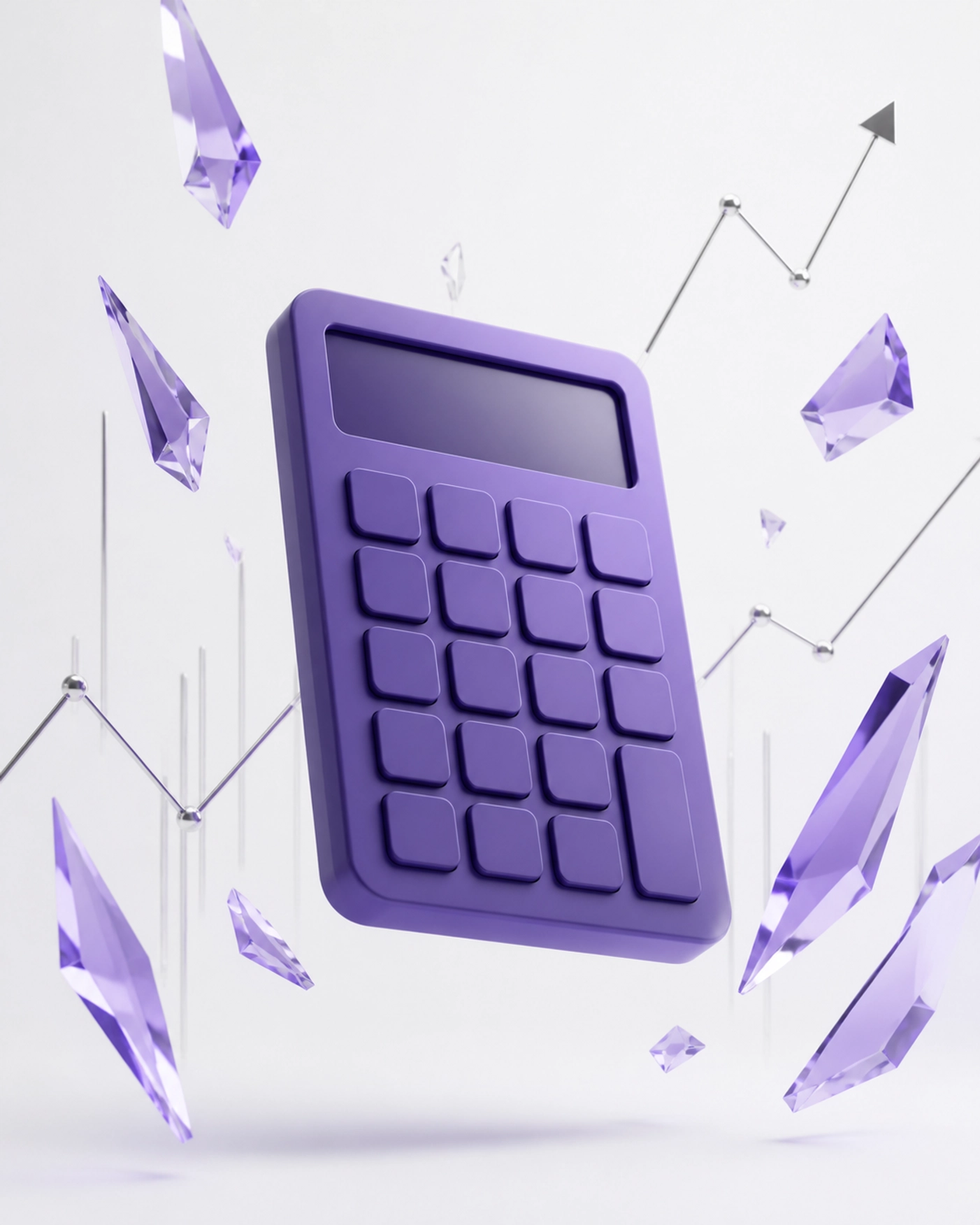 Minimalist purple calculator illustrating the significant cost savings of outsourcing bookkeeping services.
