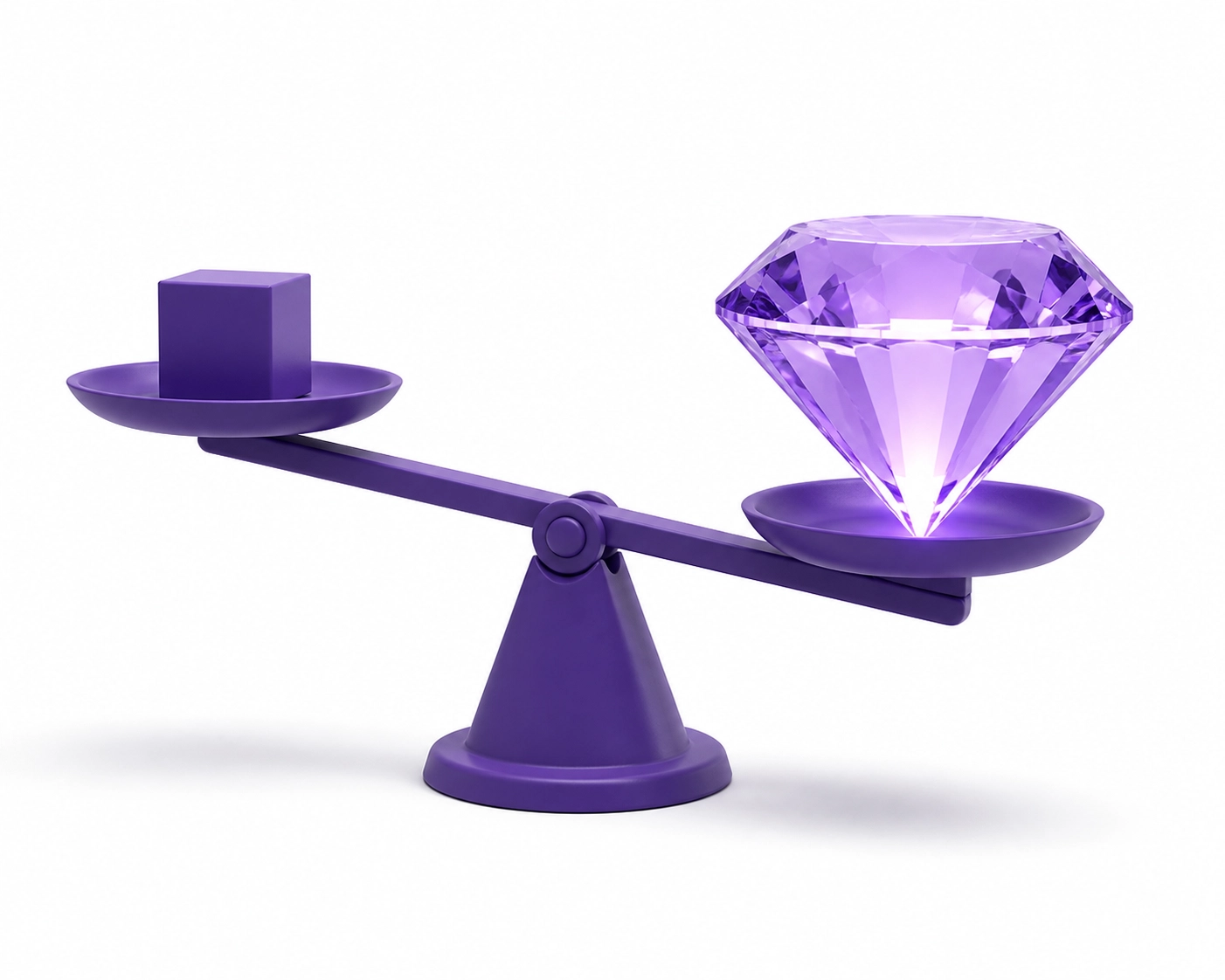 Scale weighing the investment of cleanup services against the value of clean financial data.