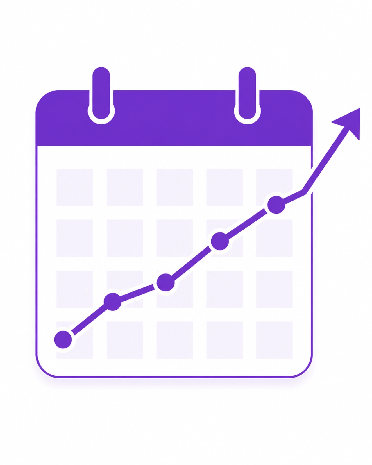 Minimalist purple line graph showing billing progress and growth