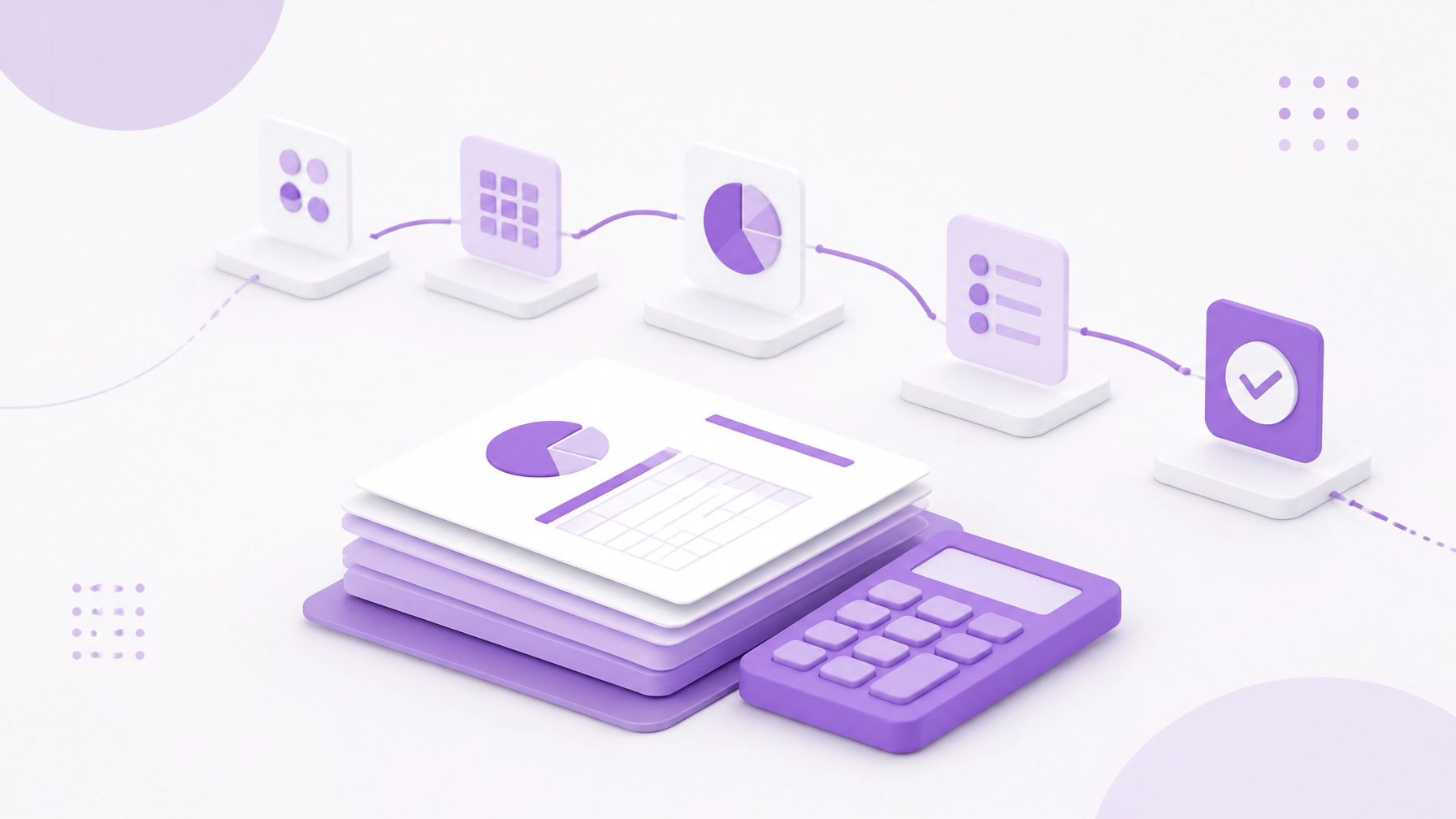 Los Angeles bookkeeping services paperless workflow abstract finance image with purple and white minimalist layout