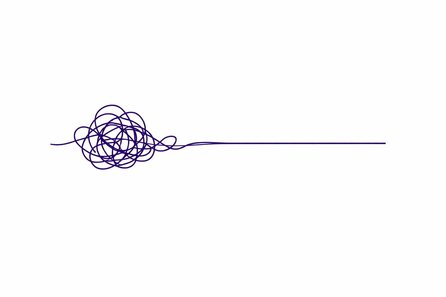 A tangled line turning straight representing professional bookkeeping cleanup services for designers.