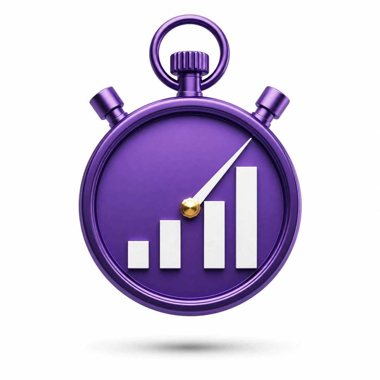 A purple stopwatch and bar chart illustrating time saved by hiring a professional bookkeeper.