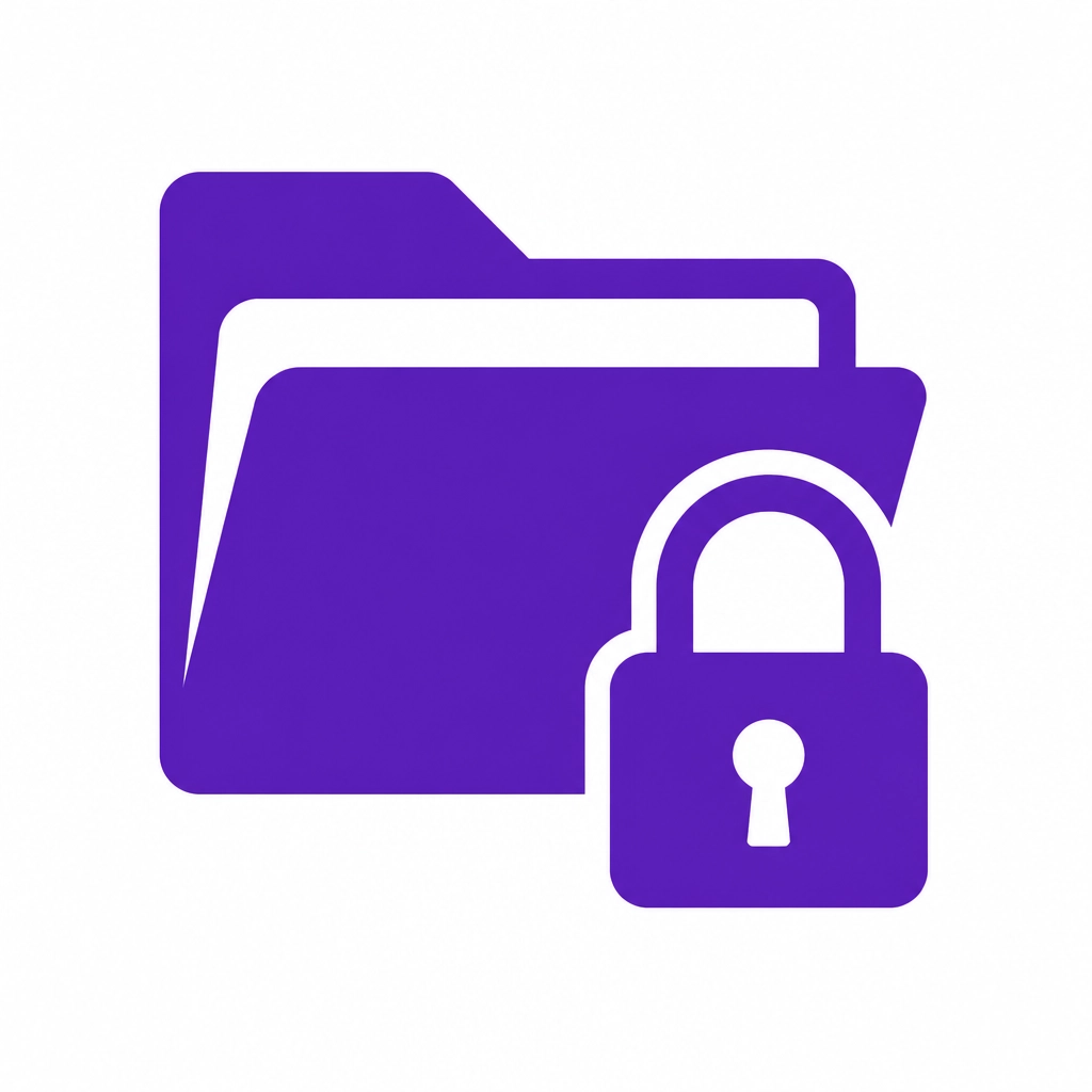 Minimalist secure padlock and folder icon