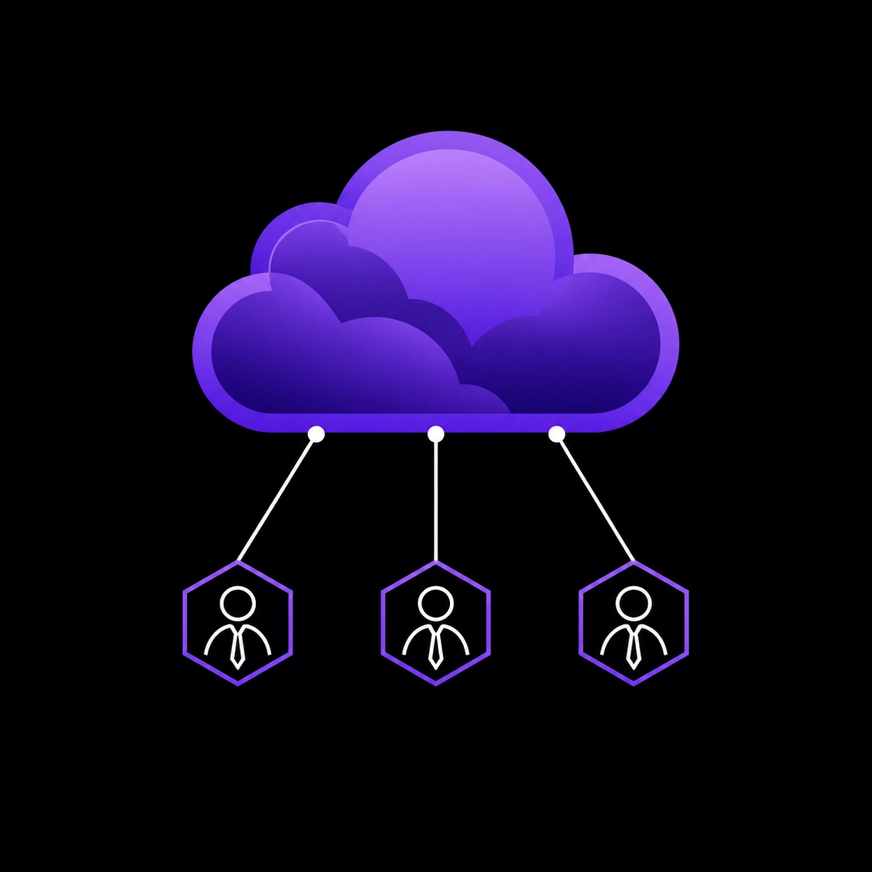 Digital cloud icon and connected nodes symbolizing cloud-based bookkeeping and outsourced financial services.