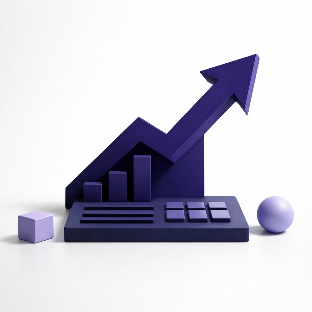 Upward arrow showing improved cash flow from better invoicing workflow