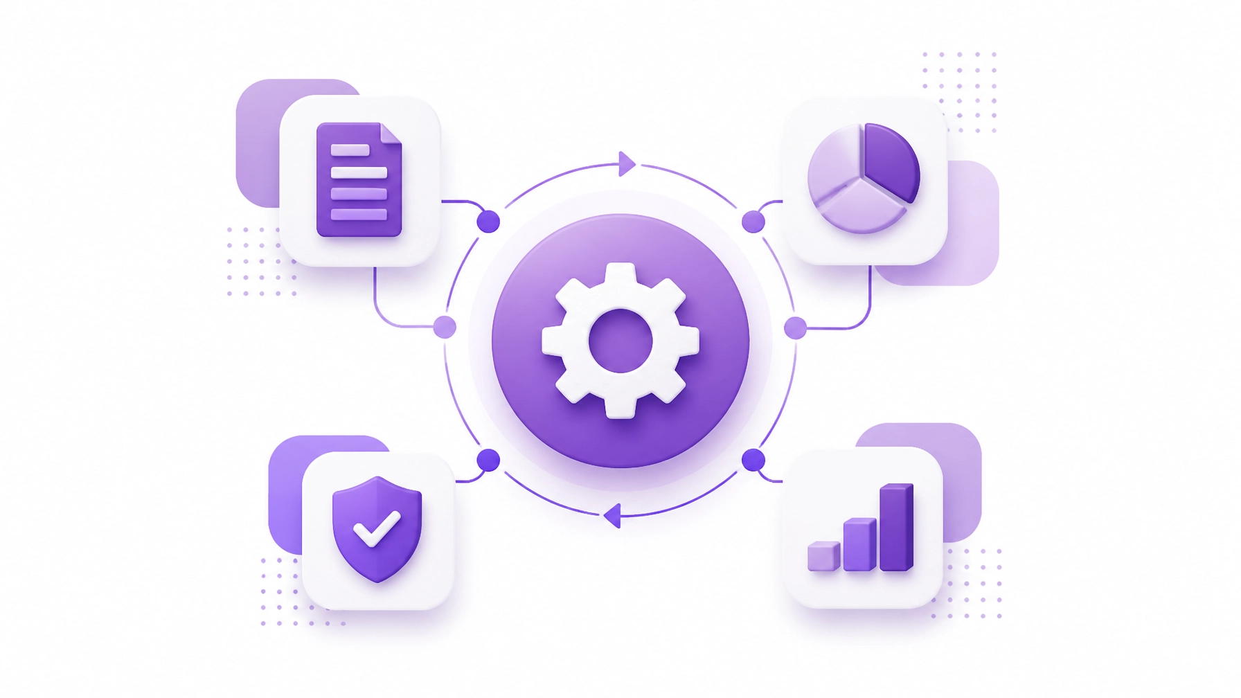 Abstract minimalist workflow visual in purple and white