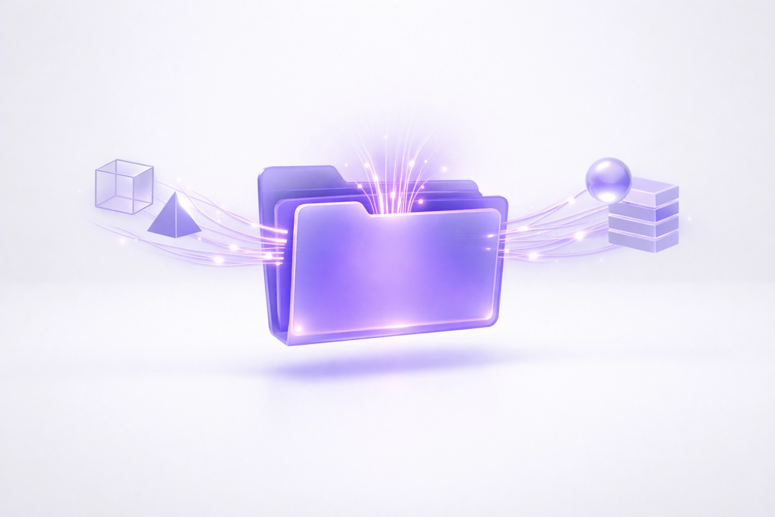 Abstract purple folder illustrating organized cloud-based bookkeeping and digital financial data for startups.