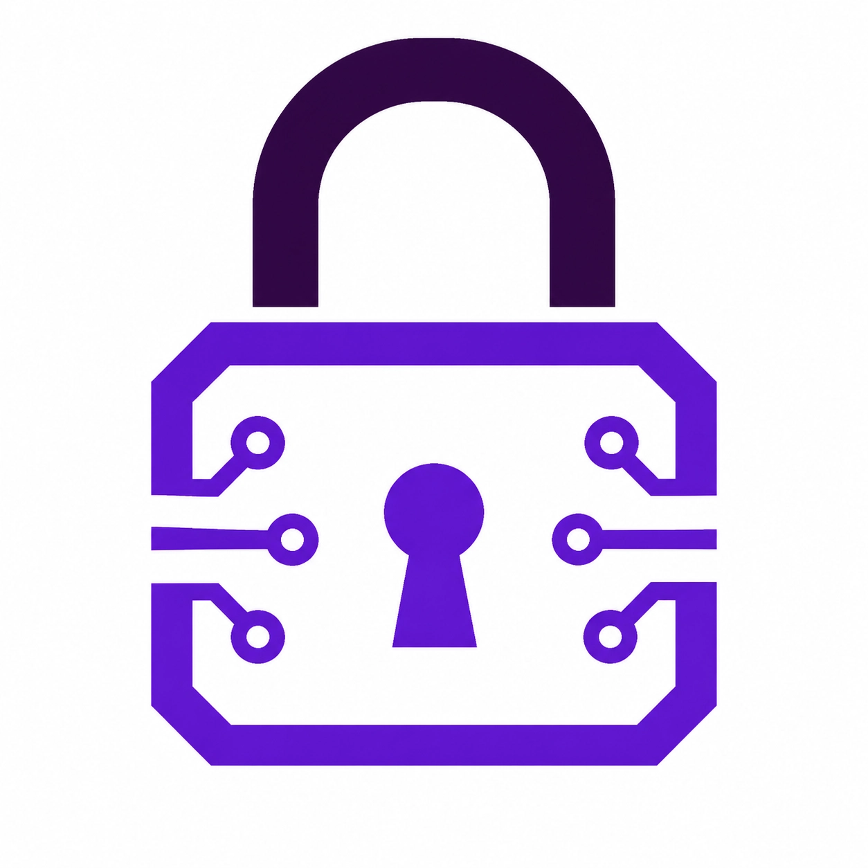 A purple geometric padlock icon symbolizing secure data protection for small business financial records.