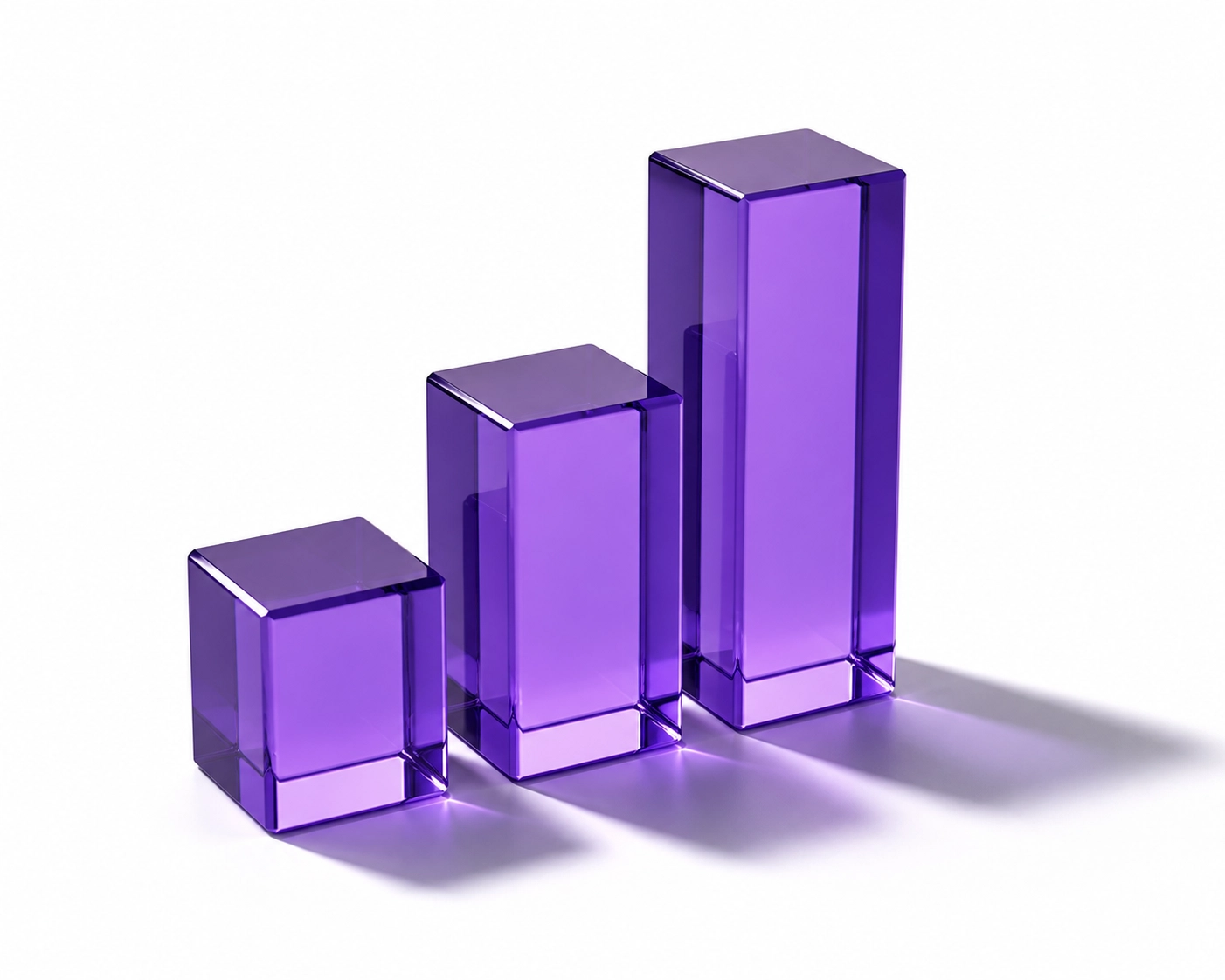 Three purple tiered blocks symbolizing transparent virtual bookkeeping pricing and structured service packages.