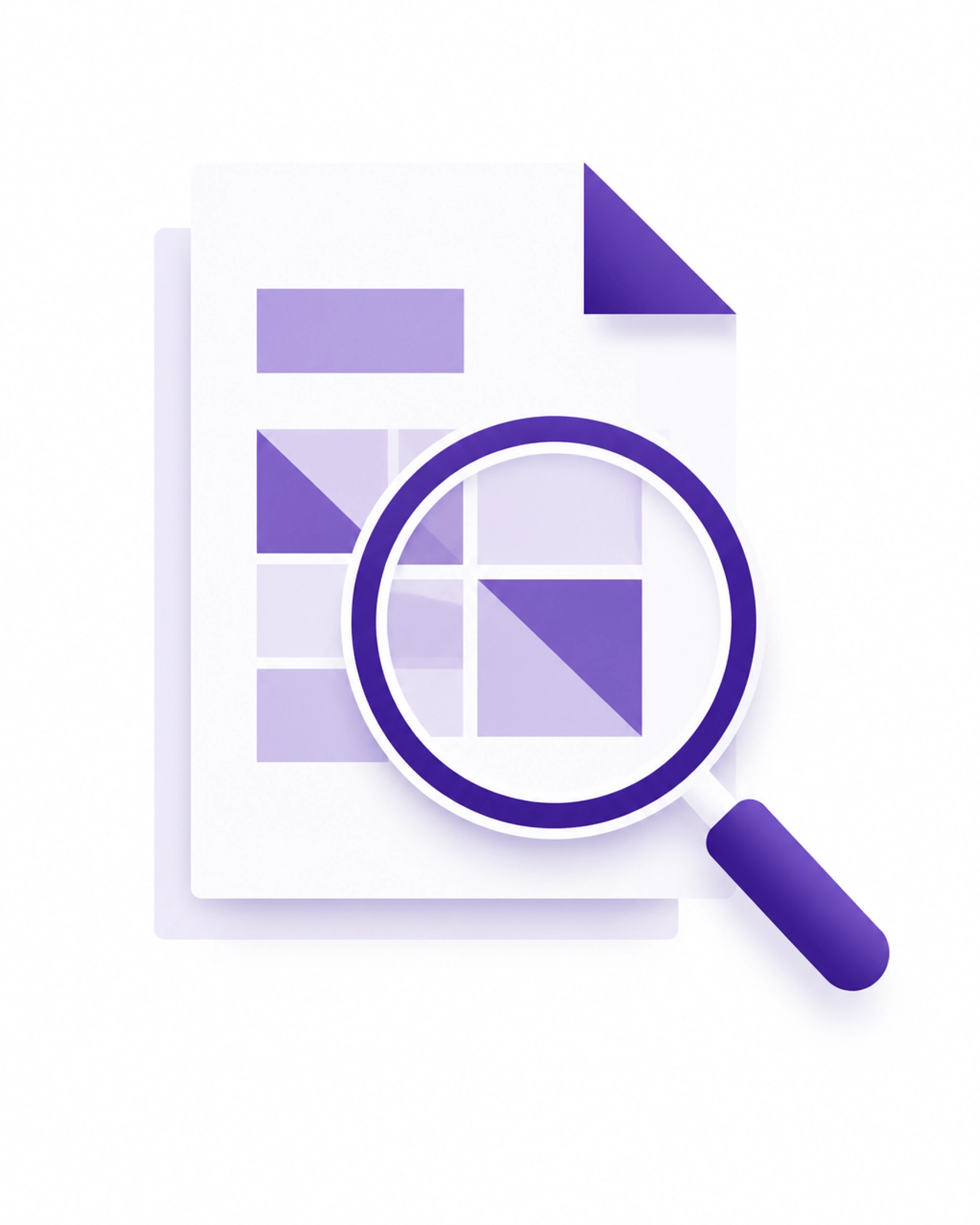 Abstract magnifying glass scanning a geometric document